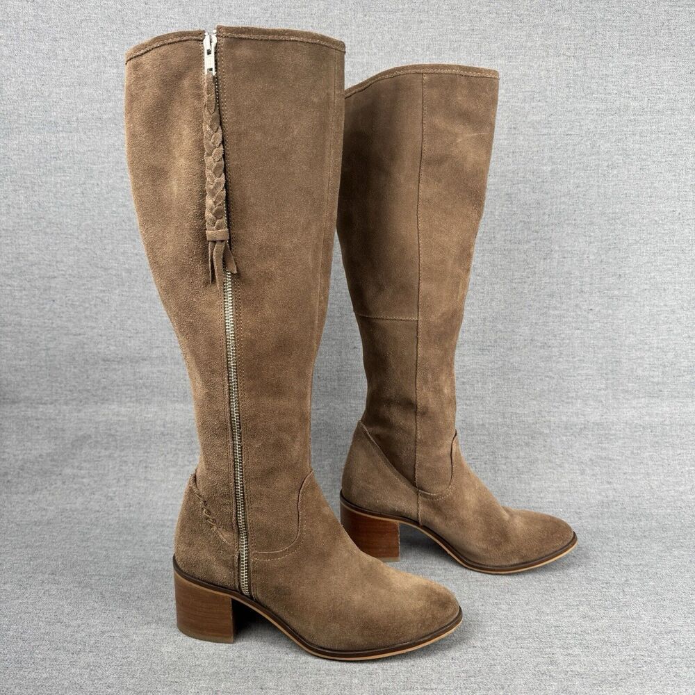 Steve Madden Boots Womens 8 Brown Suede Leather Knee High Tassel Western Boho